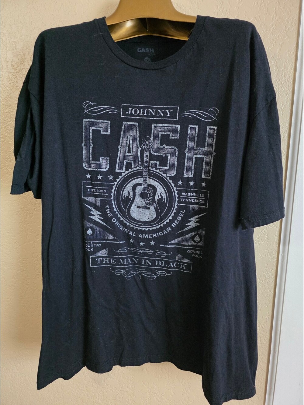 Johnny Cash Black Graphic T-Shirt Size 2XL
